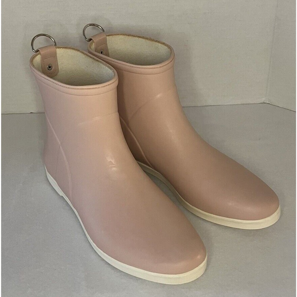 ALICE + WHITTLES Legacy Minimalist Low Cut Pink & White Rain Boot Women’s Size 7